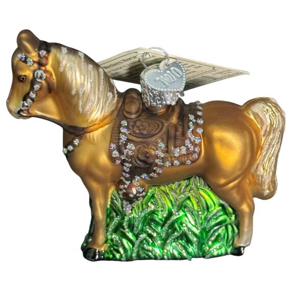 Western Horse Ornament Glass Handcrafted By Merck Familys Old World Christmas Wi - Picture 6 of 10